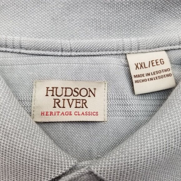 Hudson River Shirt Men's XXL Short Sleeve Quik Dry Classic Fit  Polo Shirt  Gray - Picture 3 of 9